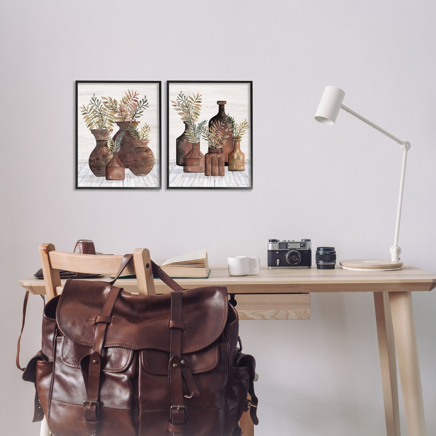 Stupell Industries Rustic Jars of Flowers 2 pc Framed Giclee Wall Art Set Design by Cindy Jacobs