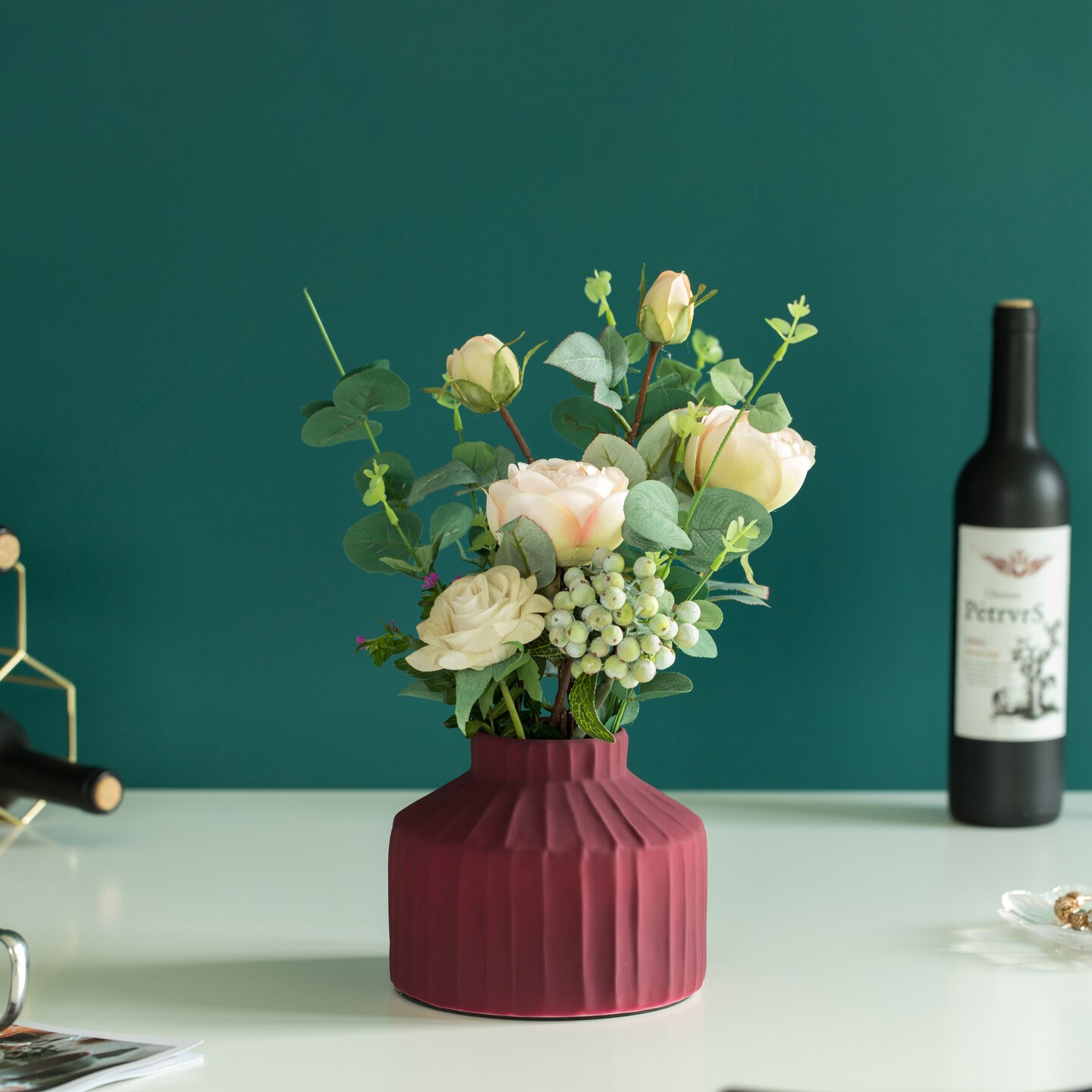 Modern Farmhouse Home D&#xE9;cor Accents; Living Room D&#xE9;cor, Boho Vases for Table Decor, Mantel &#x26; Shelf Vases, Cottage core D&#xE9;cor, Housewarming Gift, Centerpiece Table Vase