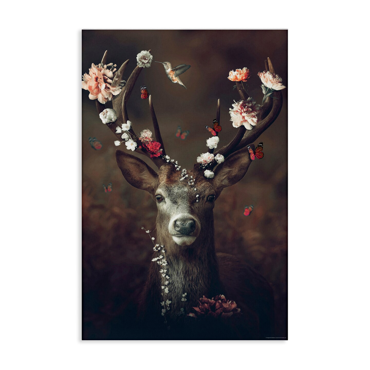 Stupell Industries Flower Bedecked Antlers Canvas Wall Art Design by Reinders