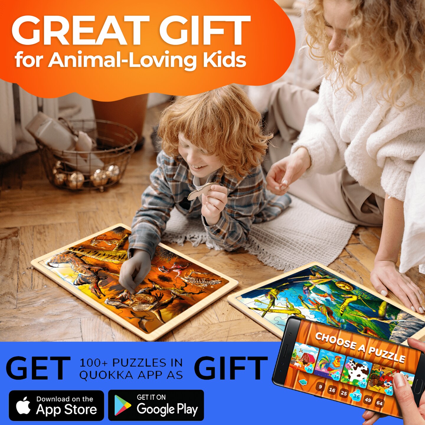 4 Set 36 Pcs Wooden Puzzles for Kids | Dinosaur World