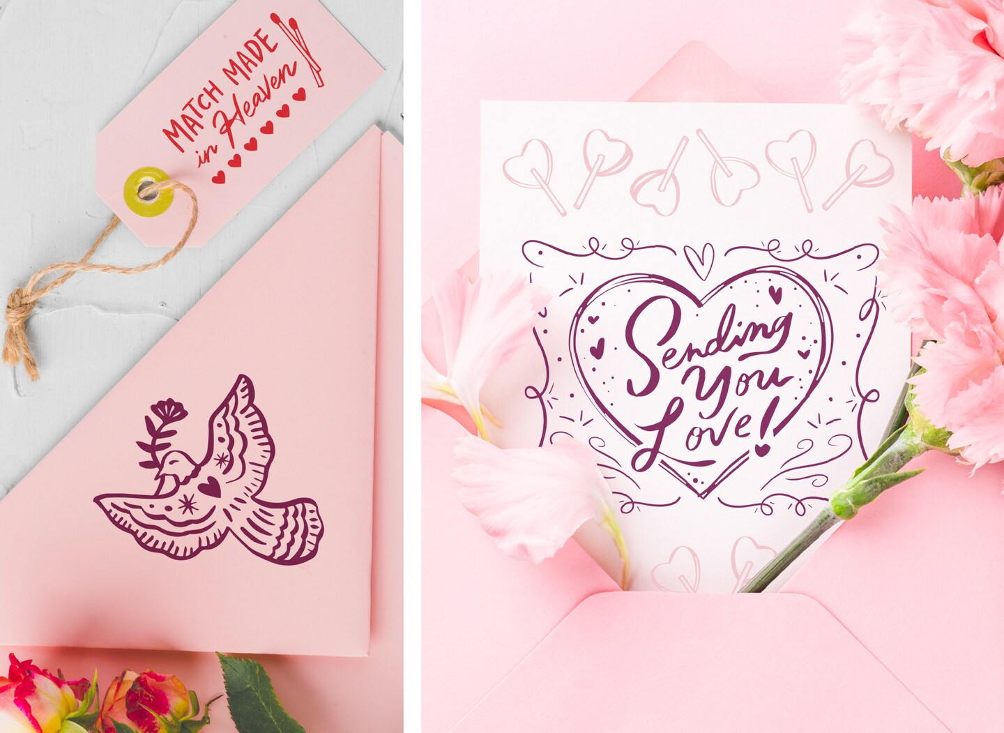 COLOP Blissful Prints ( LIMITED EDITION) Holiday Stamp Set, 9 Piece Giftable Valentine Stamp Set with Decorative Box, Stamps for Valentine Cards, Gift Tags, and Holiday Scrapbooking (Valentine)