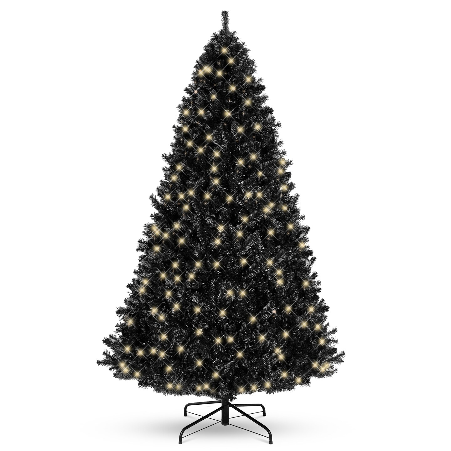 Best Choice Products Pre-Lit Black Christmas Tree, Artificial Holiday Decoration w/ Branch Tips, Incandescent Lights