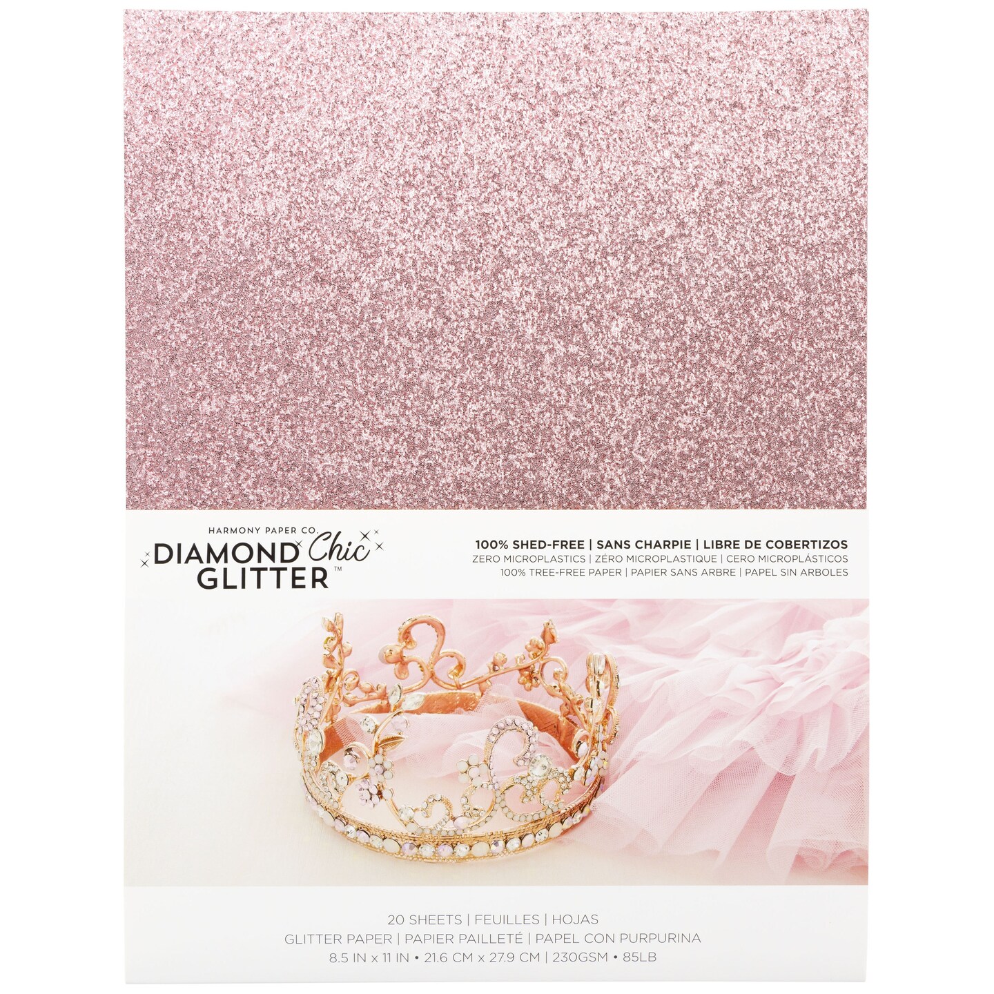 Harmony Diamond Chic Glitter Cardstock 8.5&#x22;X11&#x22; 20/Pkg-Princess Pink