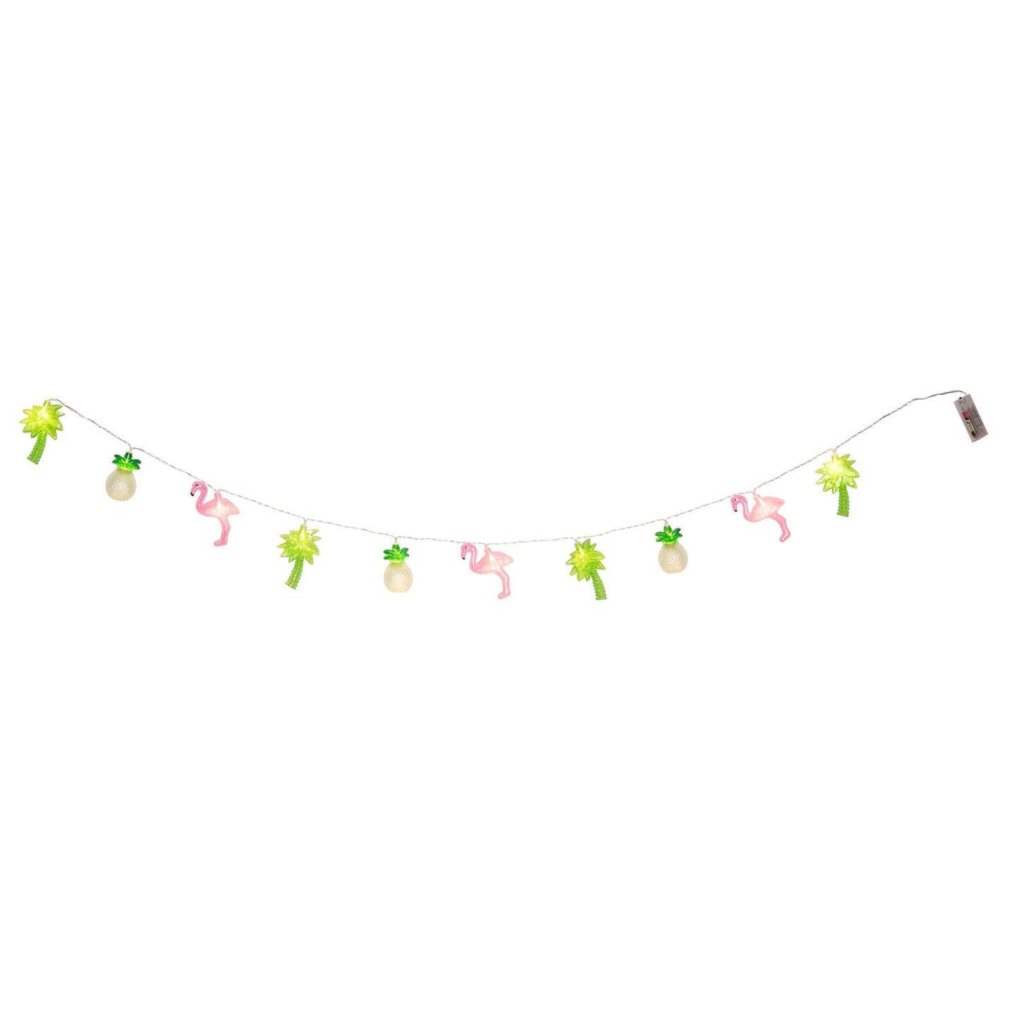 Light-Up LED Tropical String Lights Plastic With Flamingo And Pineapples 2 x 1.5 x 71