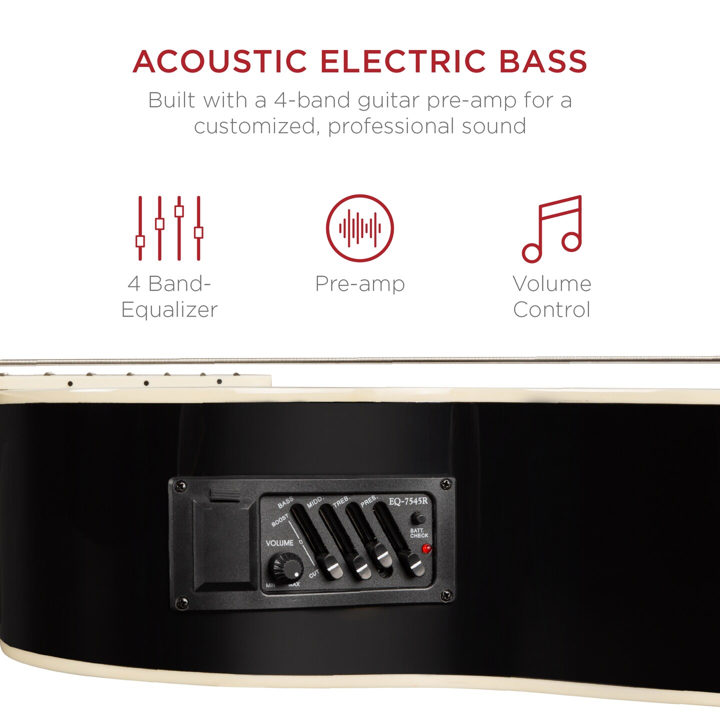 Best Choice Products 22-Fret Full Size Acoustic Electric Bass Guitar w/ 4-Band Equalizer, Truss Rod