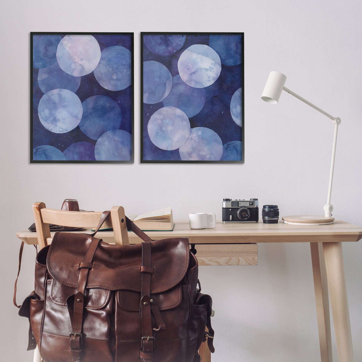 Stupell Industries Abstract Blue Purple Circle Bubbles 2 pc Framed Giclee Wall Art Set Design by Grace Popp