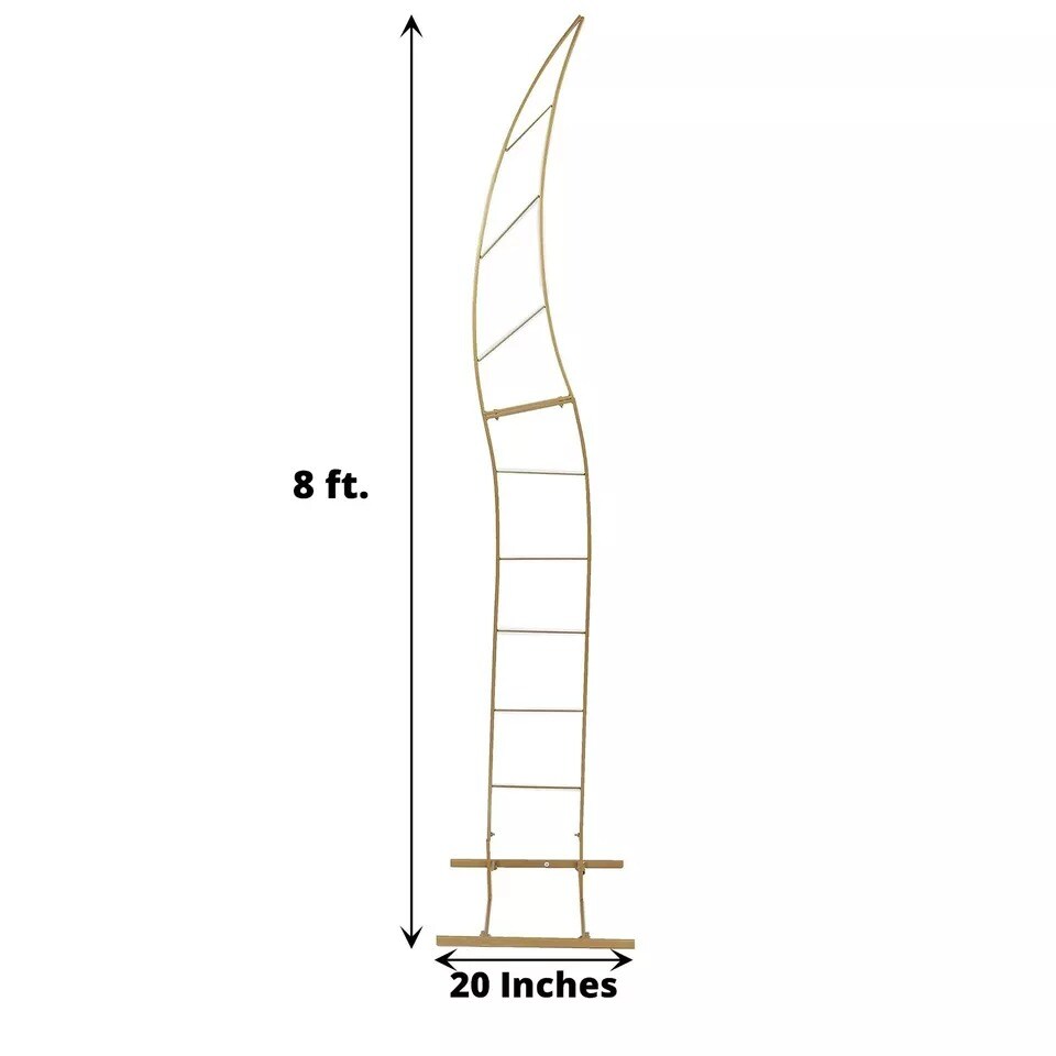 8 feet Gold Metal Floral Display Frame Curved BACKDROP STAND Wedding Arch Party