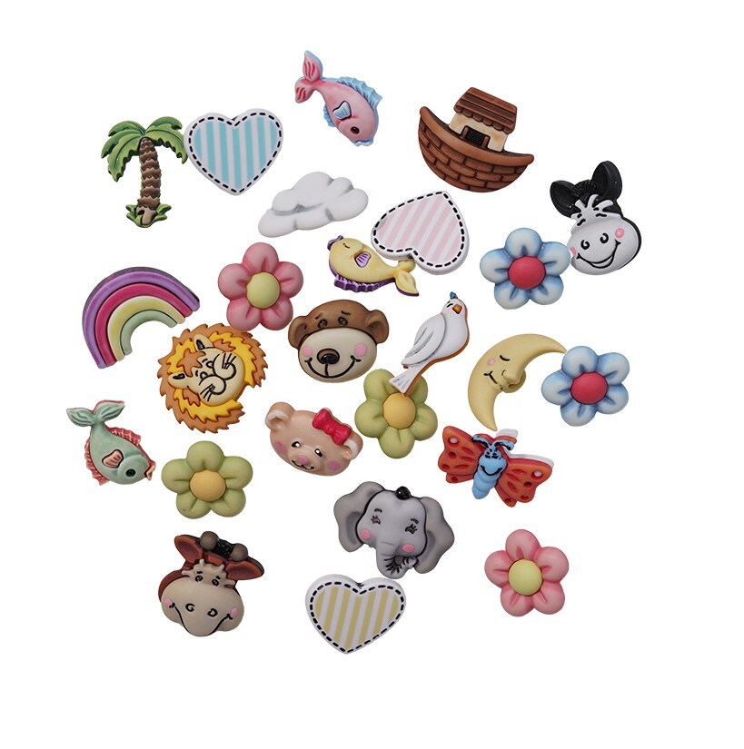 Zoo Animal Novelty Buttons: 50-Piece Assortment for Crafts, Sewing &#x26; DIY Projects with Lions, Elephants