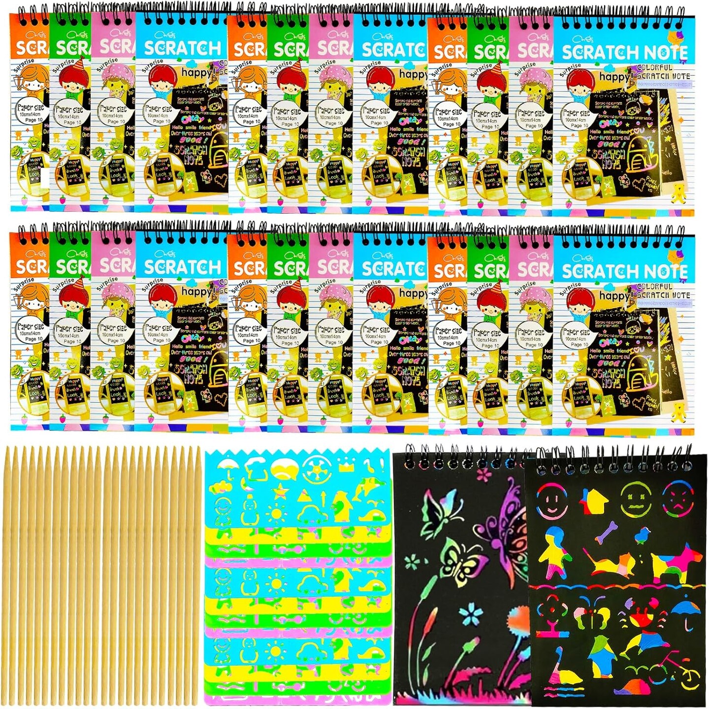 24-Pack Rainbow Scratch Notebooks for Kids – Scratch Art Note Pads with ...