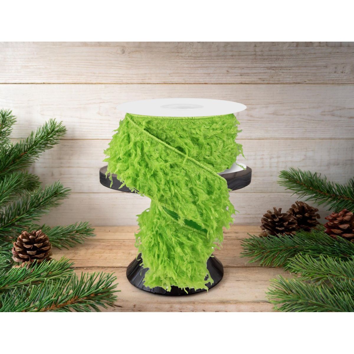 2.5&#x22; Furry Ribbon: Lime Green (10 Yards)