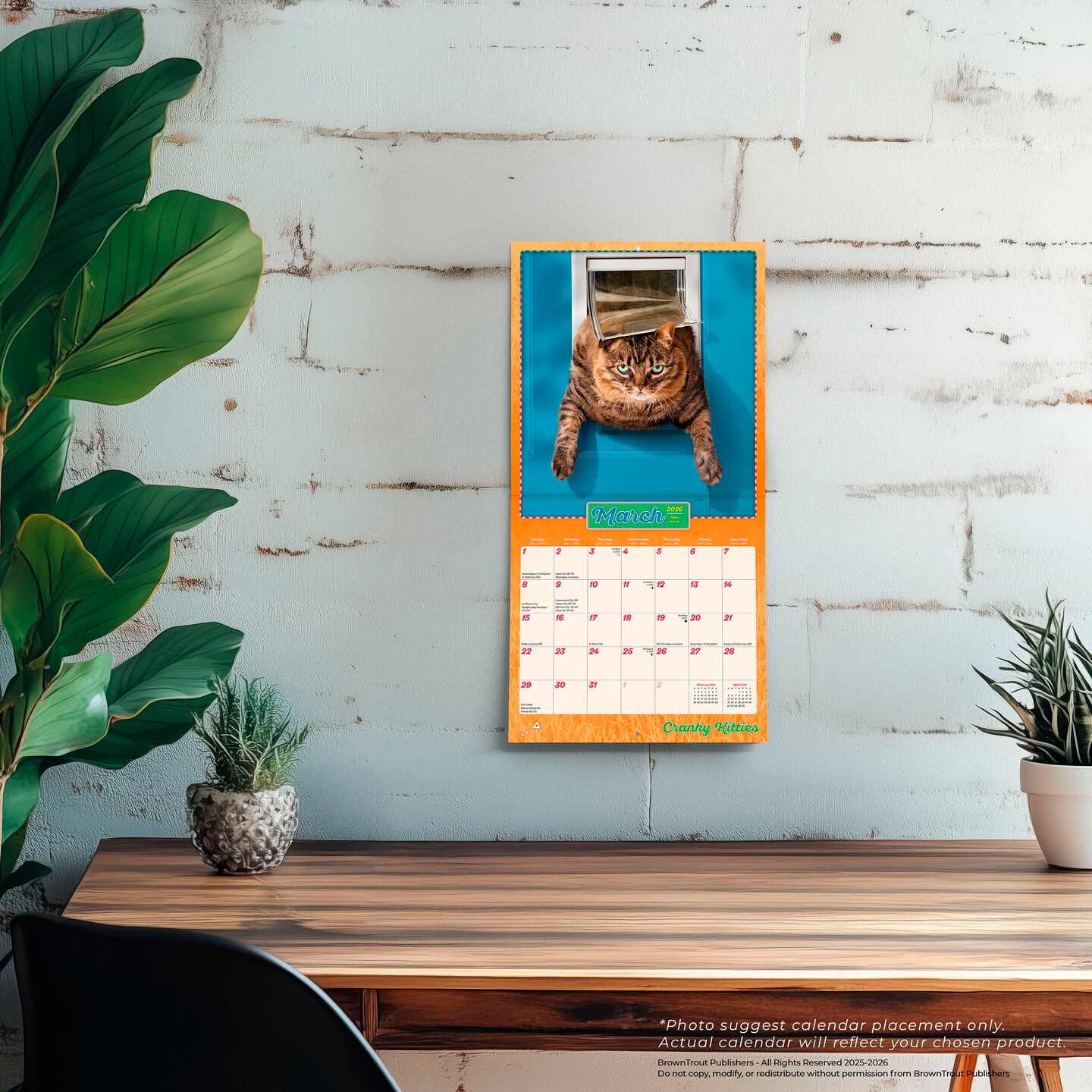 Avanti Cranky Kitties OFFICIAL | 2026 7 x 14 Inch (Hanging) Monthly Mini Wall Calendar