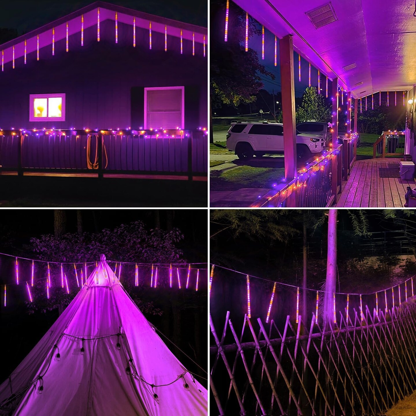 144 LEDs Orange and Purple Solar Halloween Lights Outdoor