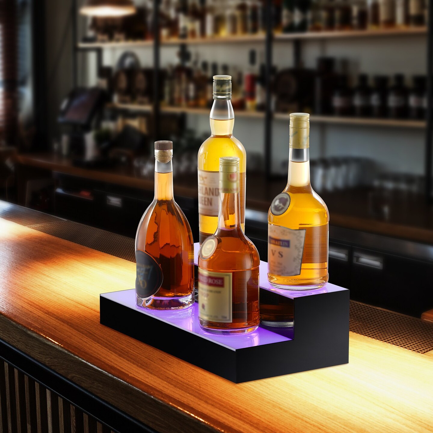 Acrylic LED Liquor Bottle Shelf with Remote App Control, Multi-Color Lights