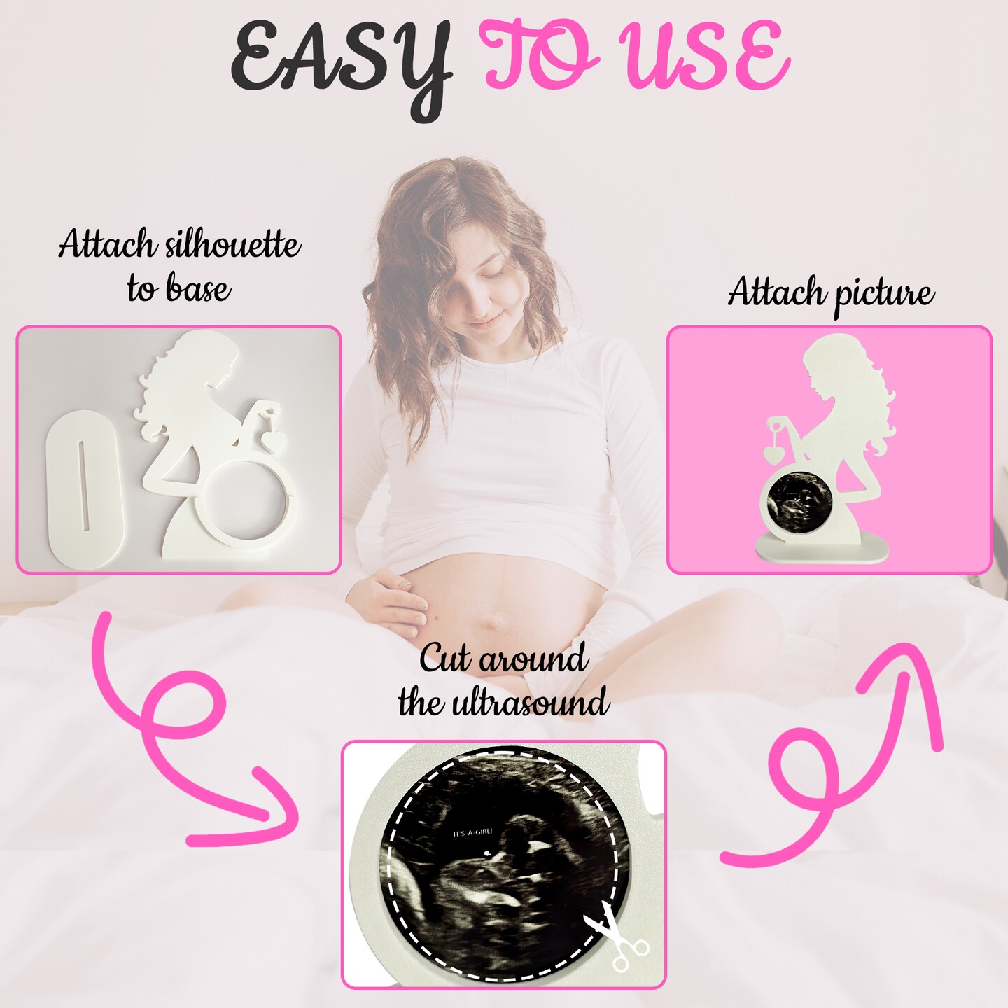 Cadre Photo Ultrasons Pour Future Maman - Cadre En Bois Élégant Pour Échographie Bébé, Idéal Cadeau Grossesse