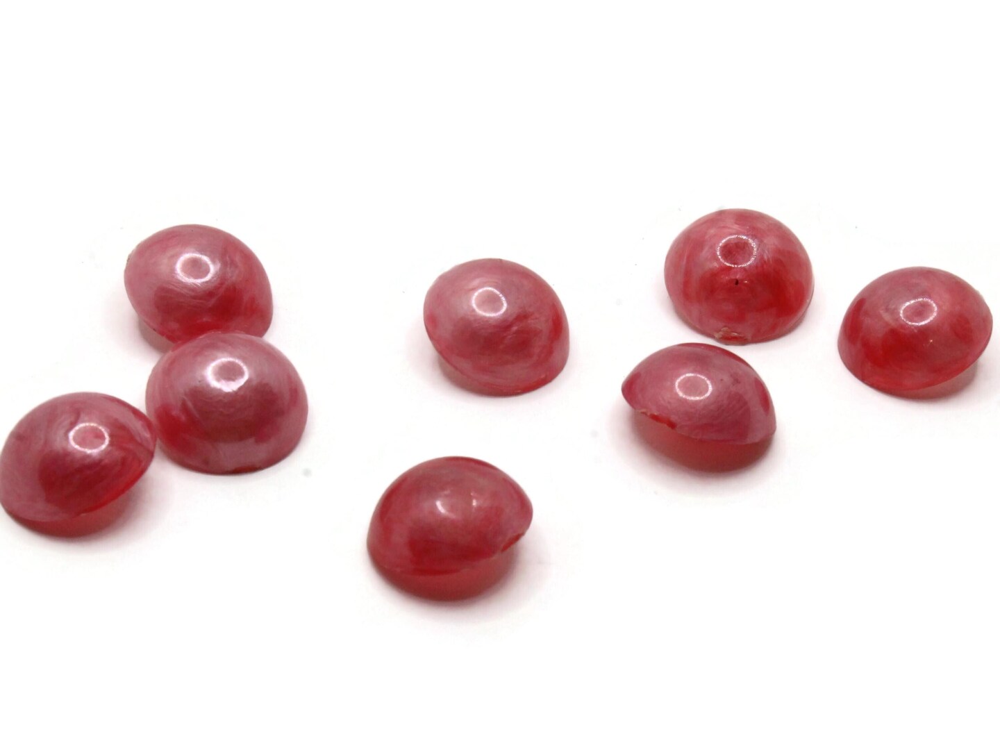 8 18mm Vintage Plastic Round Pink Shank Buttons