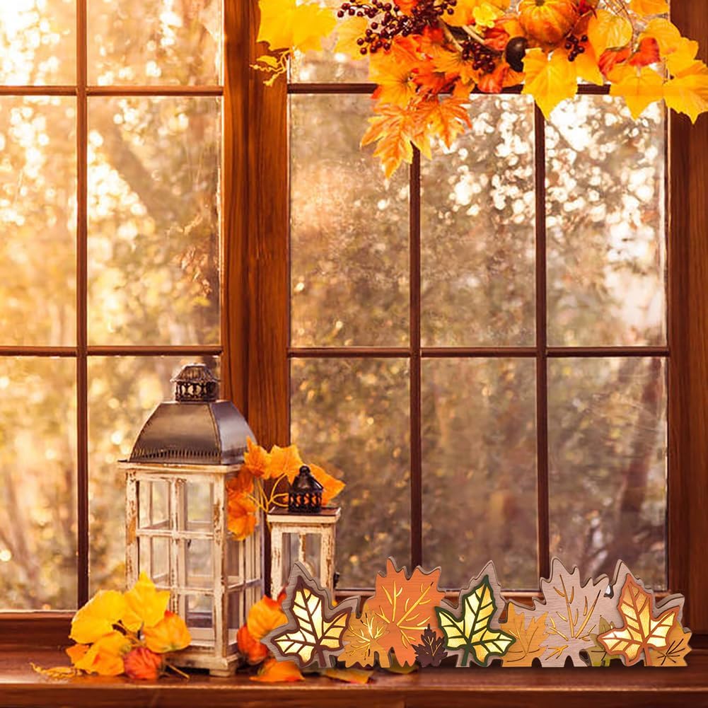 Lighted Fall Maple Leaves Table Decor