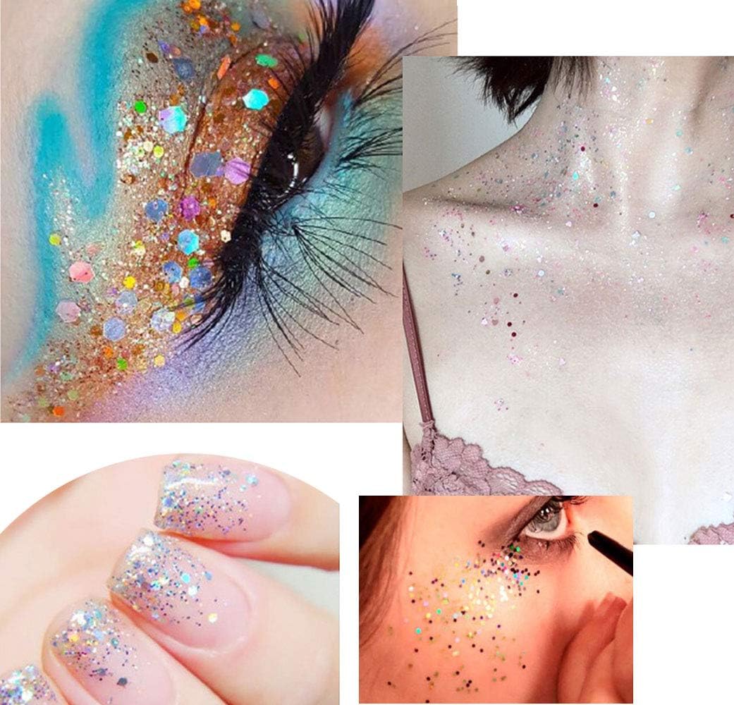 Chunky Glitter, 50g/1.76oz Black Metallic Glitter Powder, Mixed Chunky & Fine Flakes for Resin, Nail Art, Face, Body, Slime, Tumblers & Festival Crafts (Black)