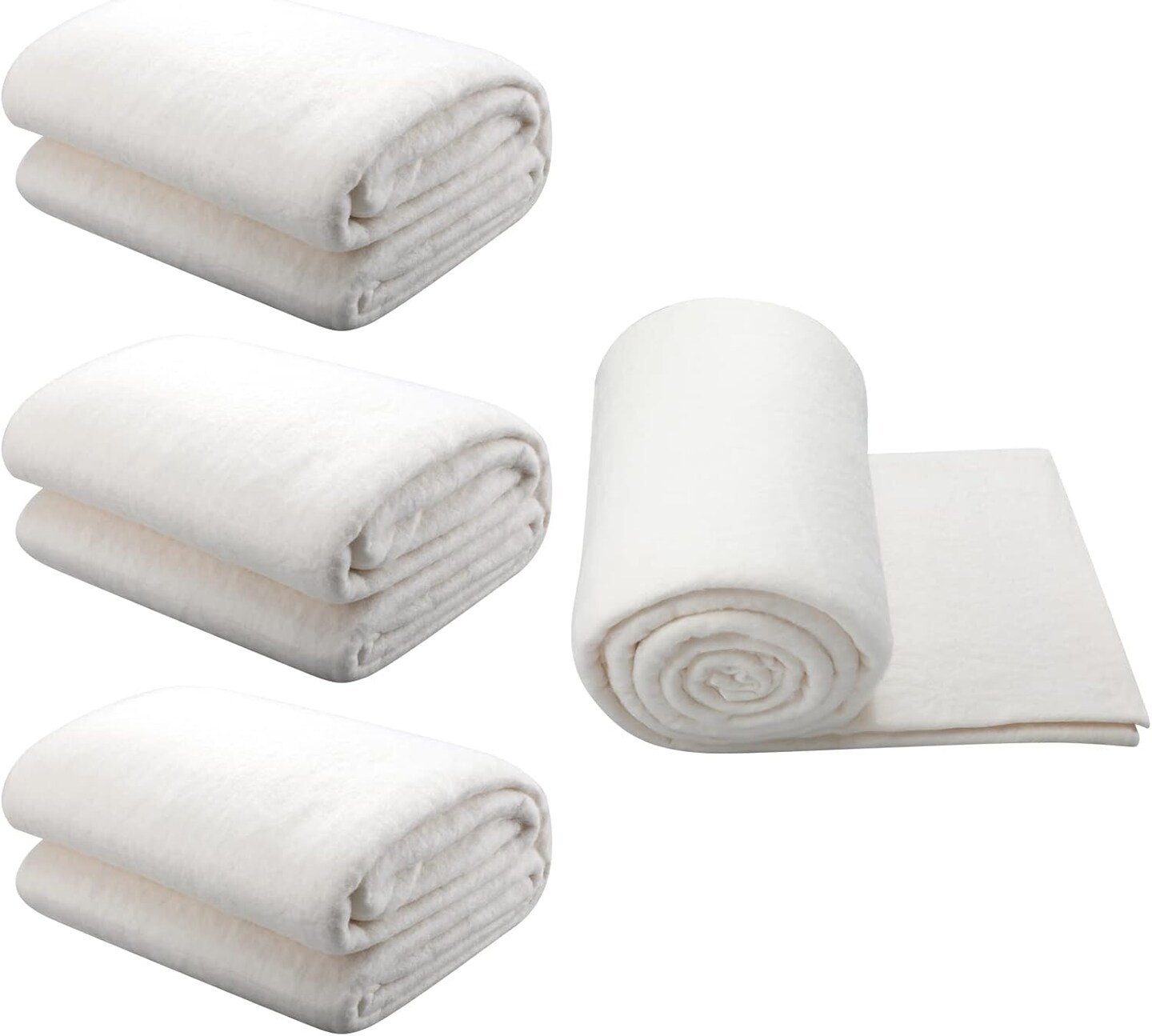 3 Pcs Natural Cotton Quilt Batting Heat Resistant Batting Warm White (40 x 40 Inch)