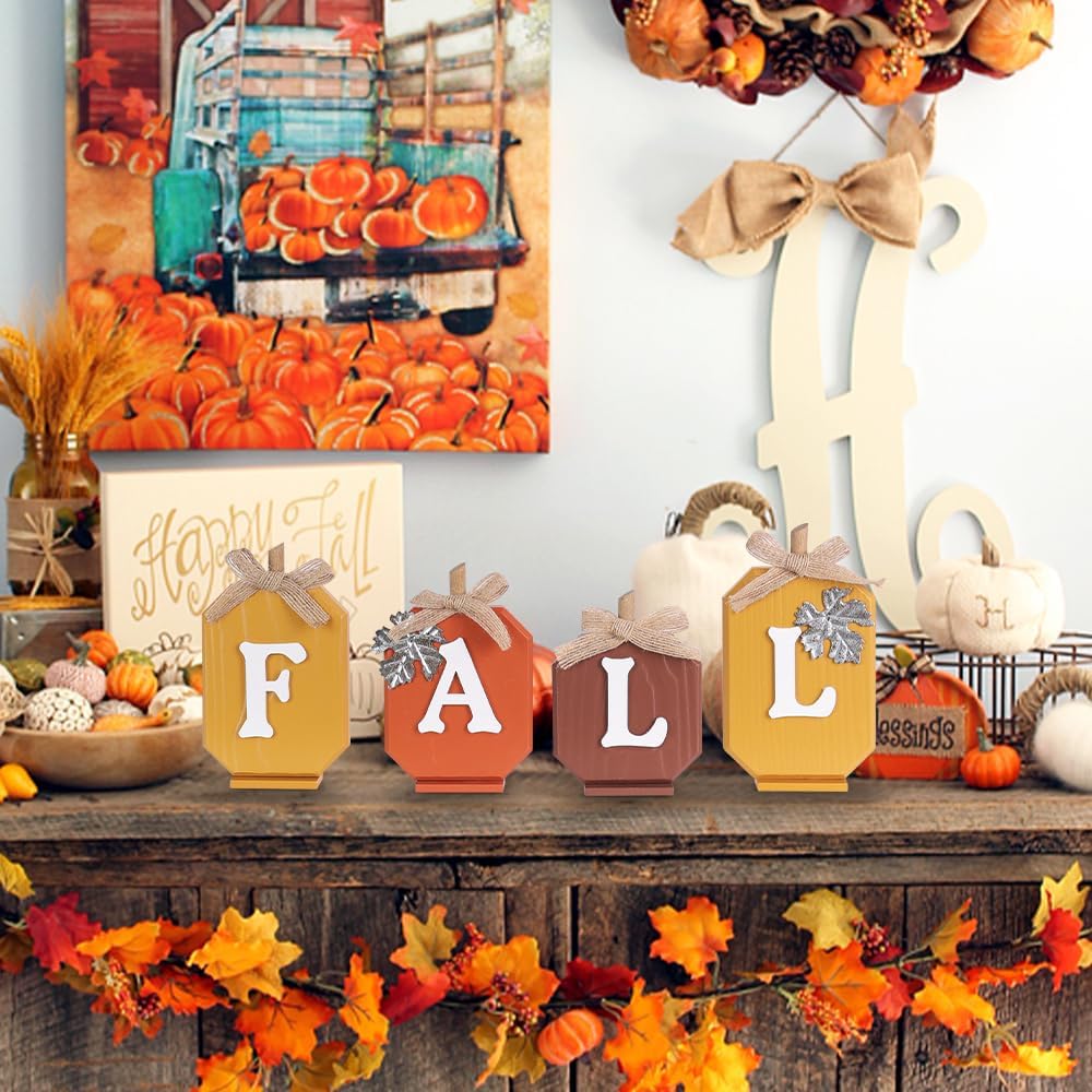 Pumpkin Wood Sign Table Fall Decorations