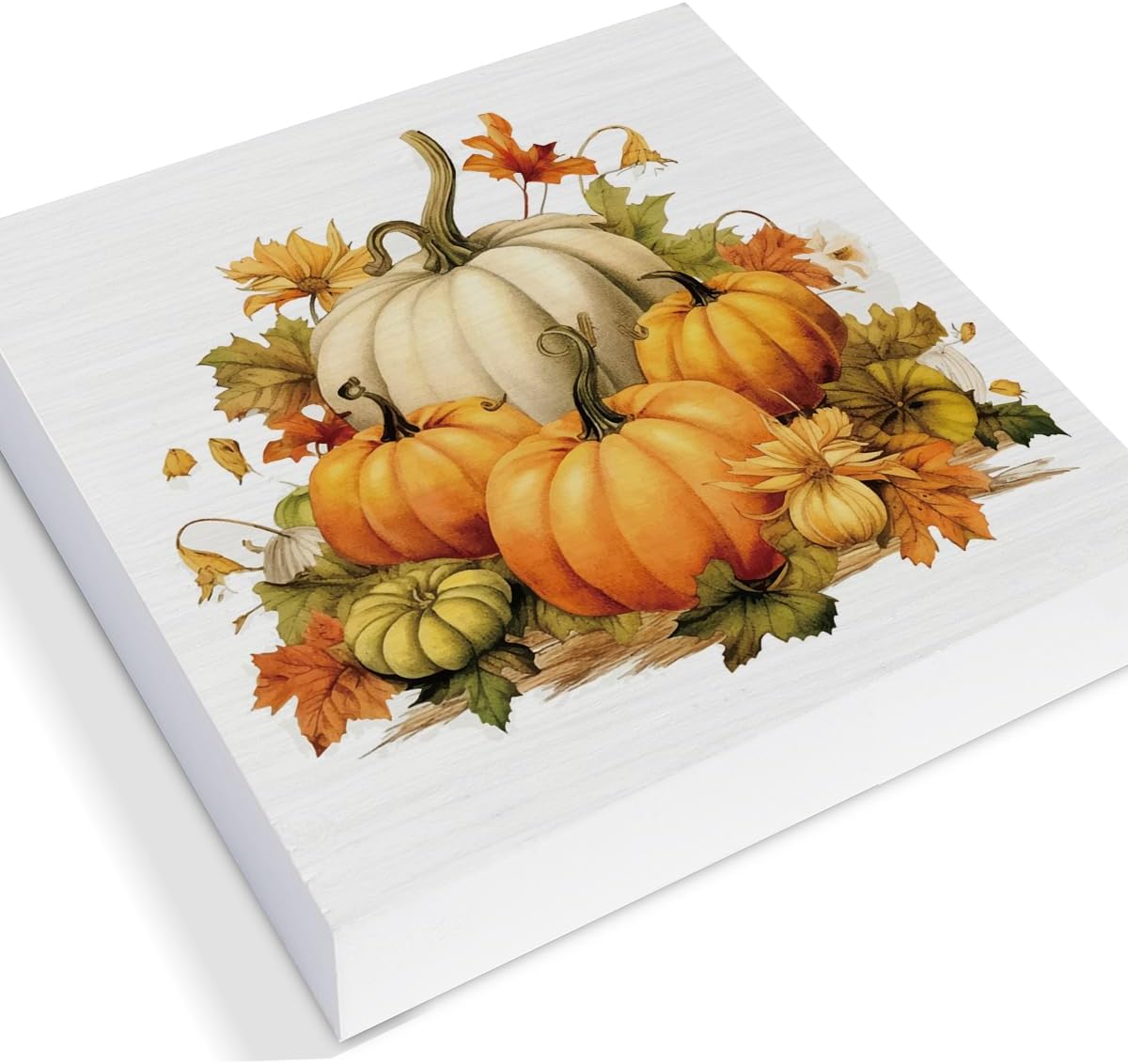 Wooden Block Sign Pumpkin Fall Decor