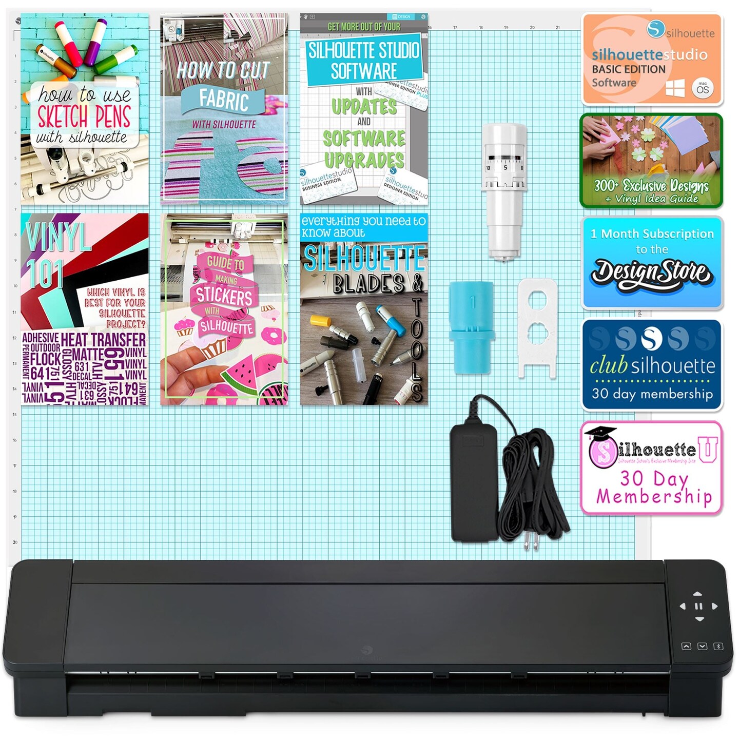 Silhouette Cameo PRO MK-II w/ 64 Oracal Vinyl Sheets, Blades, Tools, Guides