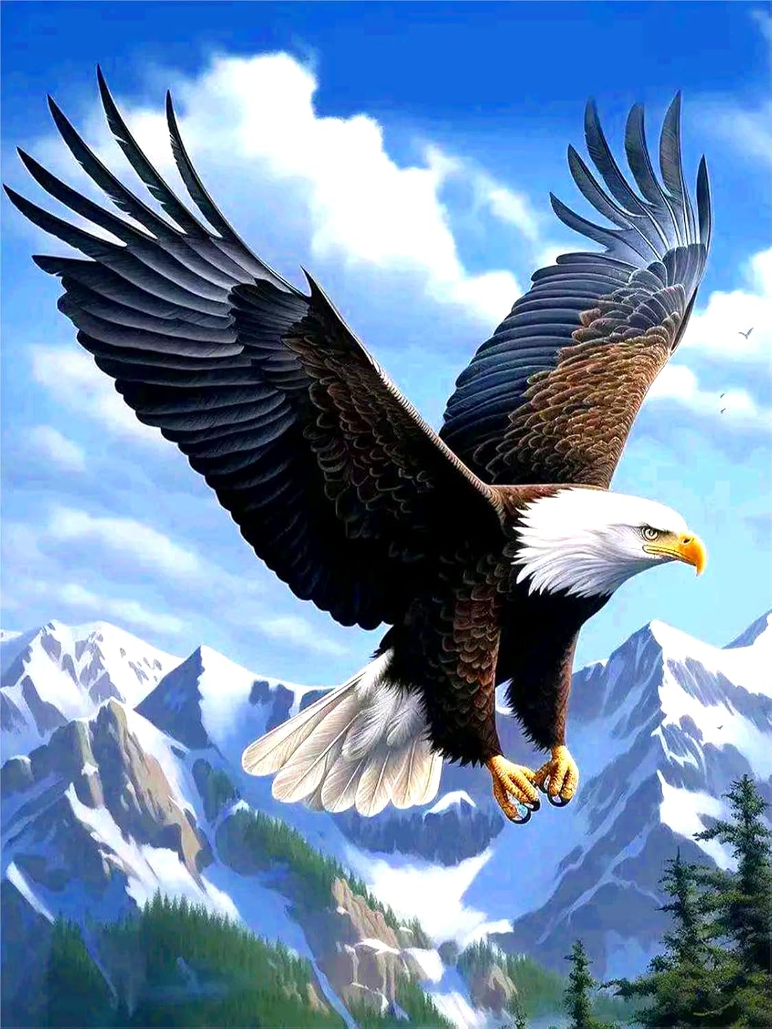 Hawk Diamond Art Kits for Adults &#x26;Beginner, Animals Diamond Painting, 5D Gem Art Painting Kits with Round Diamonds, Eagle&#x26;Mountain Diamond dots for Home Wall Gift Decor (12x16inch)