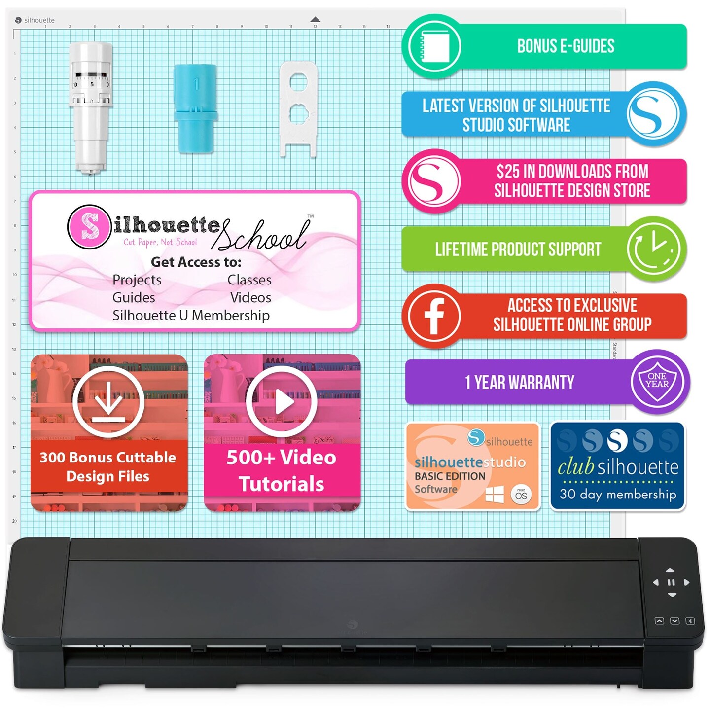 Silhouette Cameo 5 PRO MK-II with 8-in-1 Pink Heat Press & Siser HTV