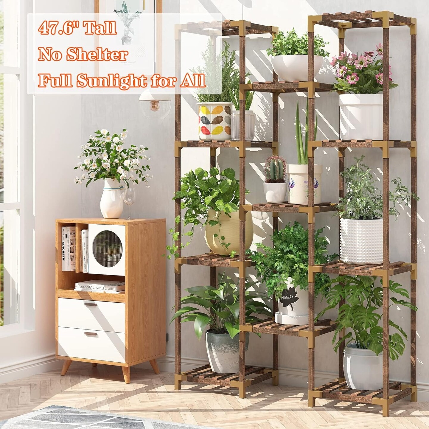 Multi-Tier Wooden Plant Stand with 11 Potted Flower Display Shelf