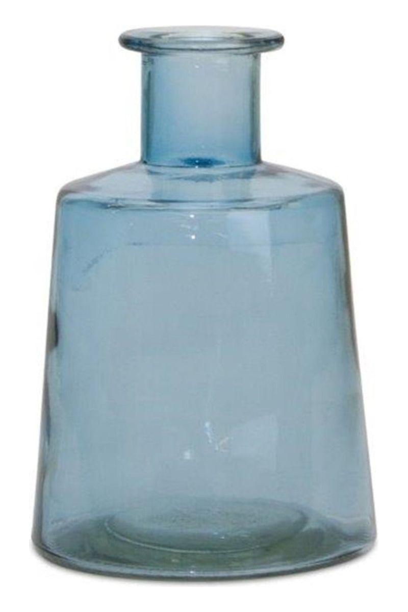 Blue Glass Tapered Bottle Vase (Set of 2)