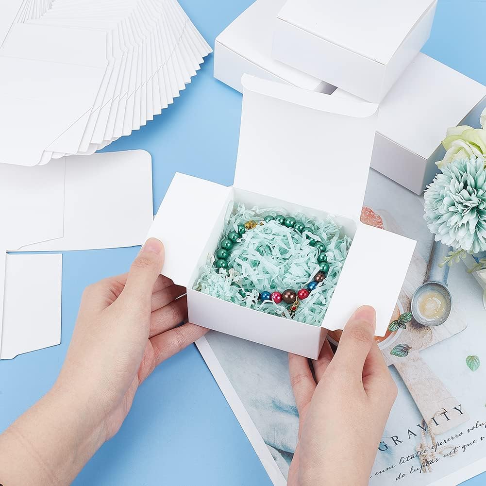 30-Pack Small White Kraft Gift Boxes (3.5 × 3.5 × 1.5 in) – Foldable Favor, Jewelry, Candy & Treat Boxes for Weddings, Valentine's Day, Holidays & DIY Projects (White)