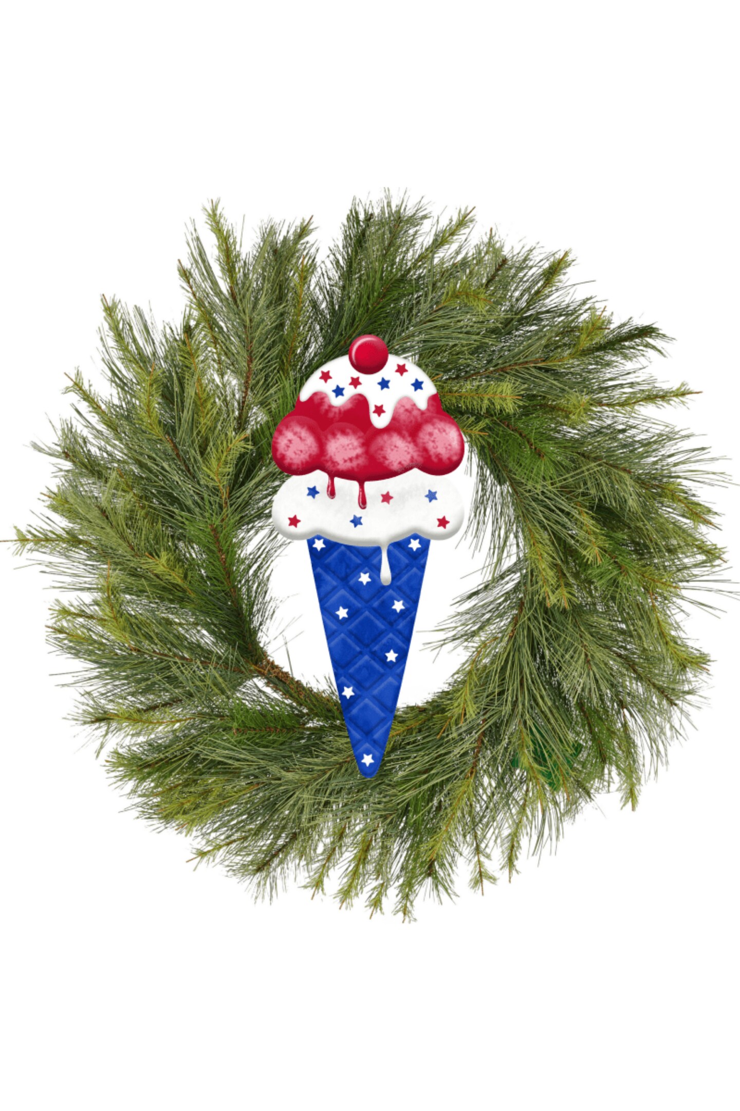 12&#x22; Metal Patriotic Ice Cream Cone Sign