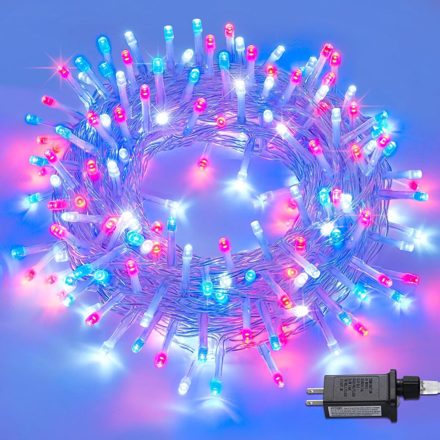 Red White and Blue Lights, Connectable Led String Lights Outdoor Waterproof, 4th of July Decoration Lights for Independence Day Resurgence Decorations, EXS-S-0200