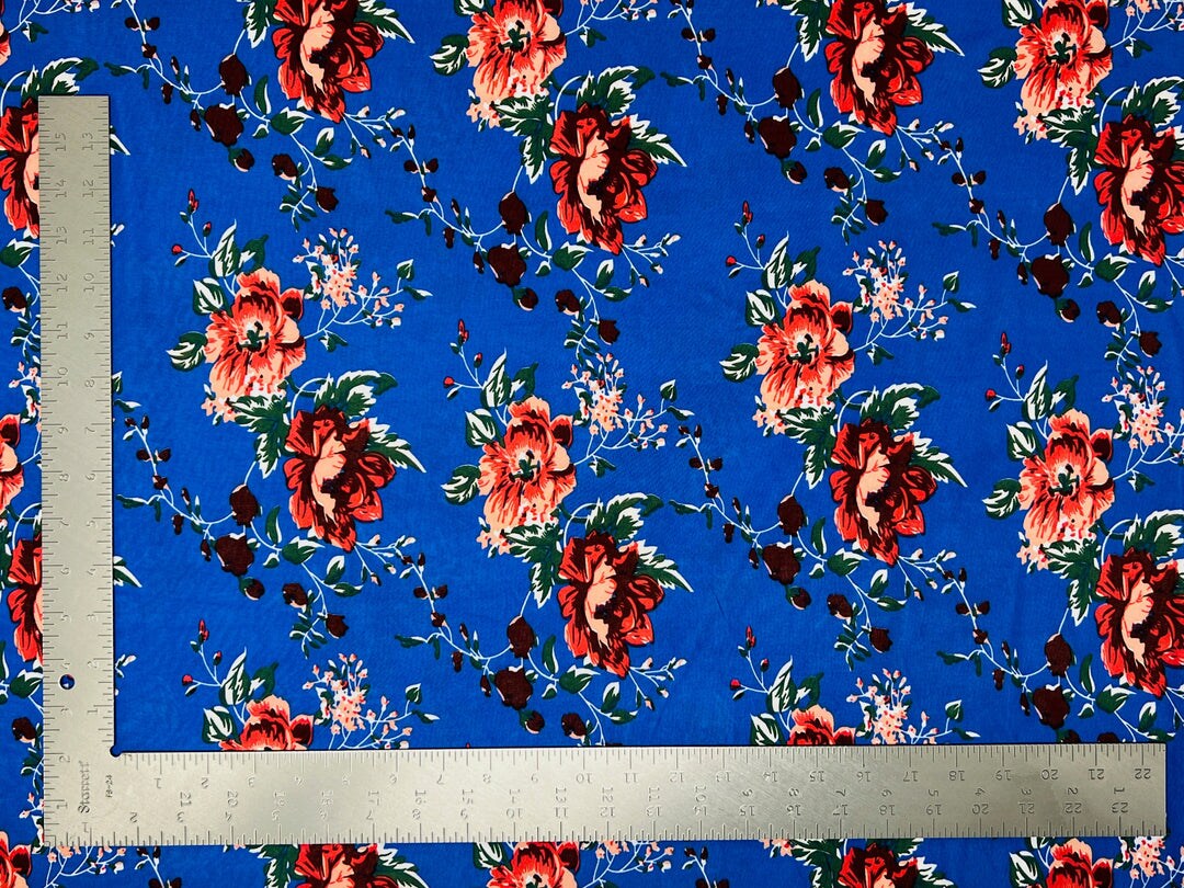 1 Yard Soft ITY Knit Floral Print Fabric For Dresses Tops Skirts ...