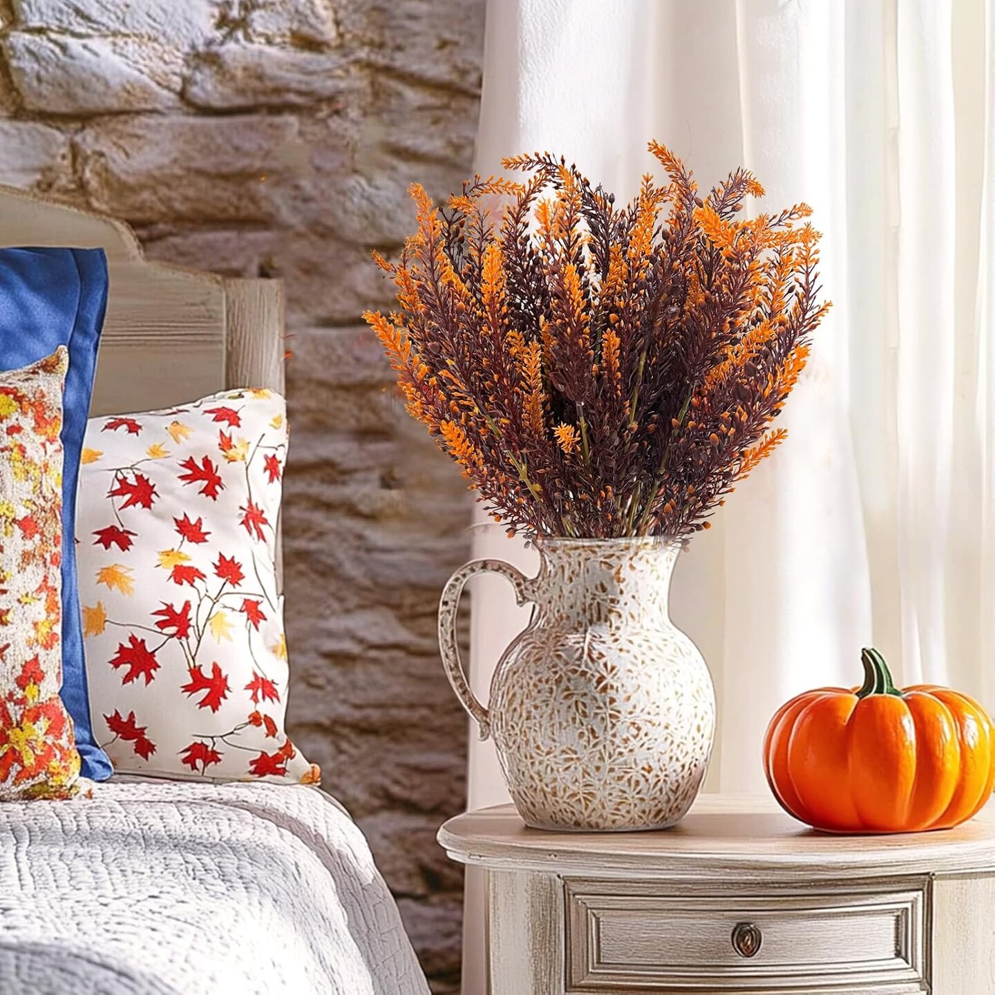 10 Bundles Artificial Fall Flowers for Outdoors Fall Decorations