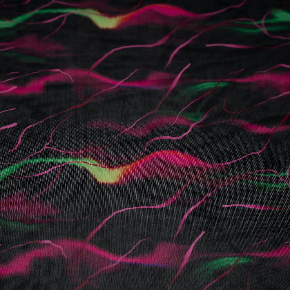 1 Yard Neon Northern Lights Printed Power Mesh Fabric 36" x 57/58"