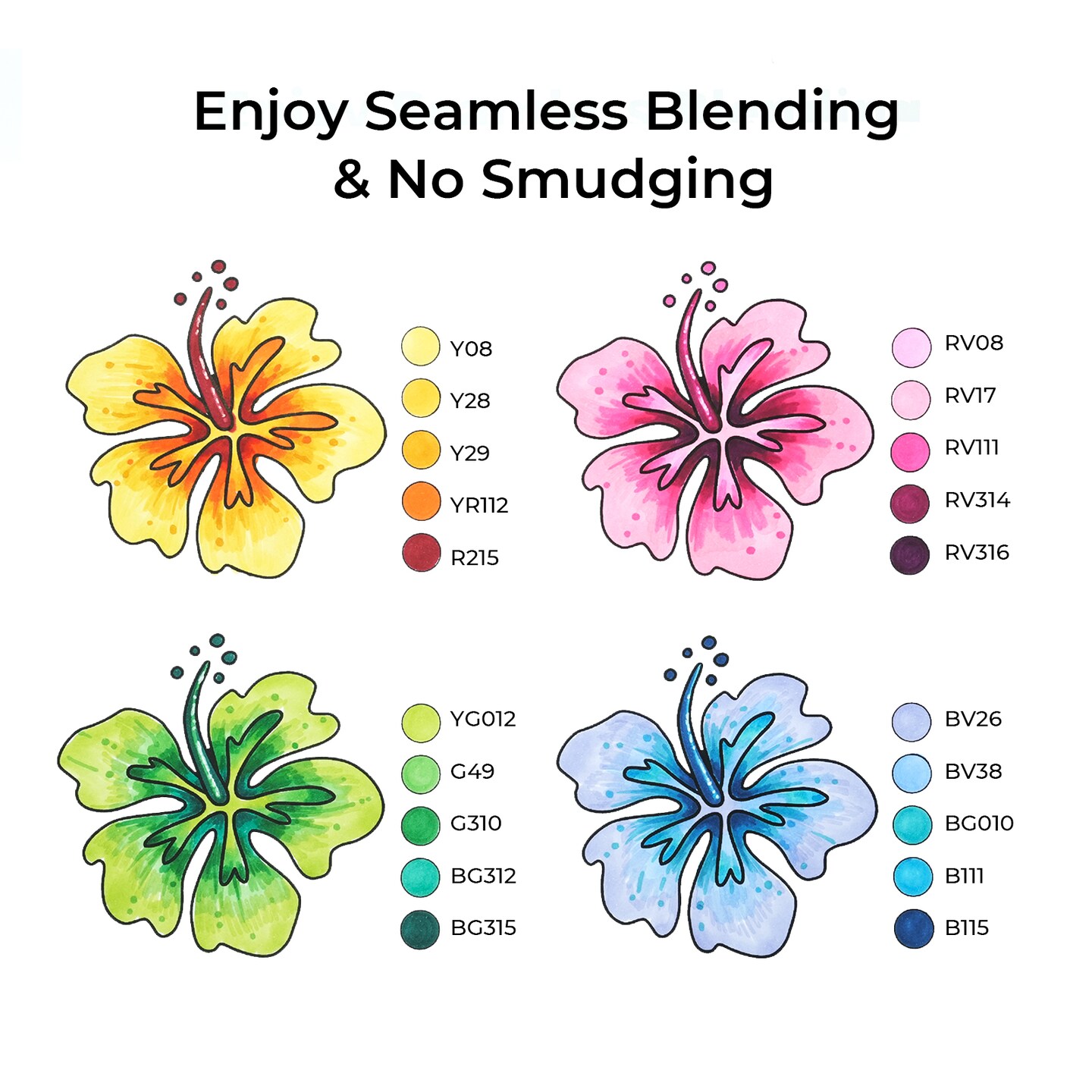 Ohuhu Oahu 60 Colors Alcohol-Based Markers - Dual Tip Chisel & Fine