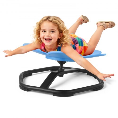 Blue Metal Kids Swivel Chair 360 Degree Spin Petal-Shaped 3-12 Yrs