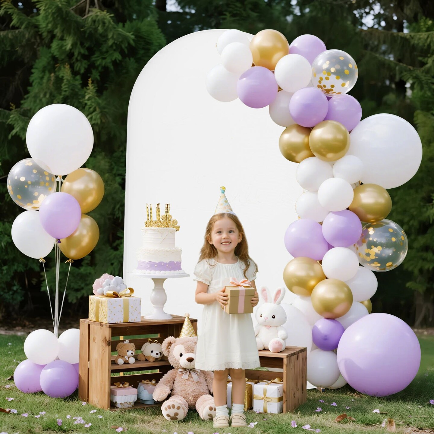 Gold 7.2x4 ft Metal Arch Backdrop Stand with Cover for Weddings and Parties