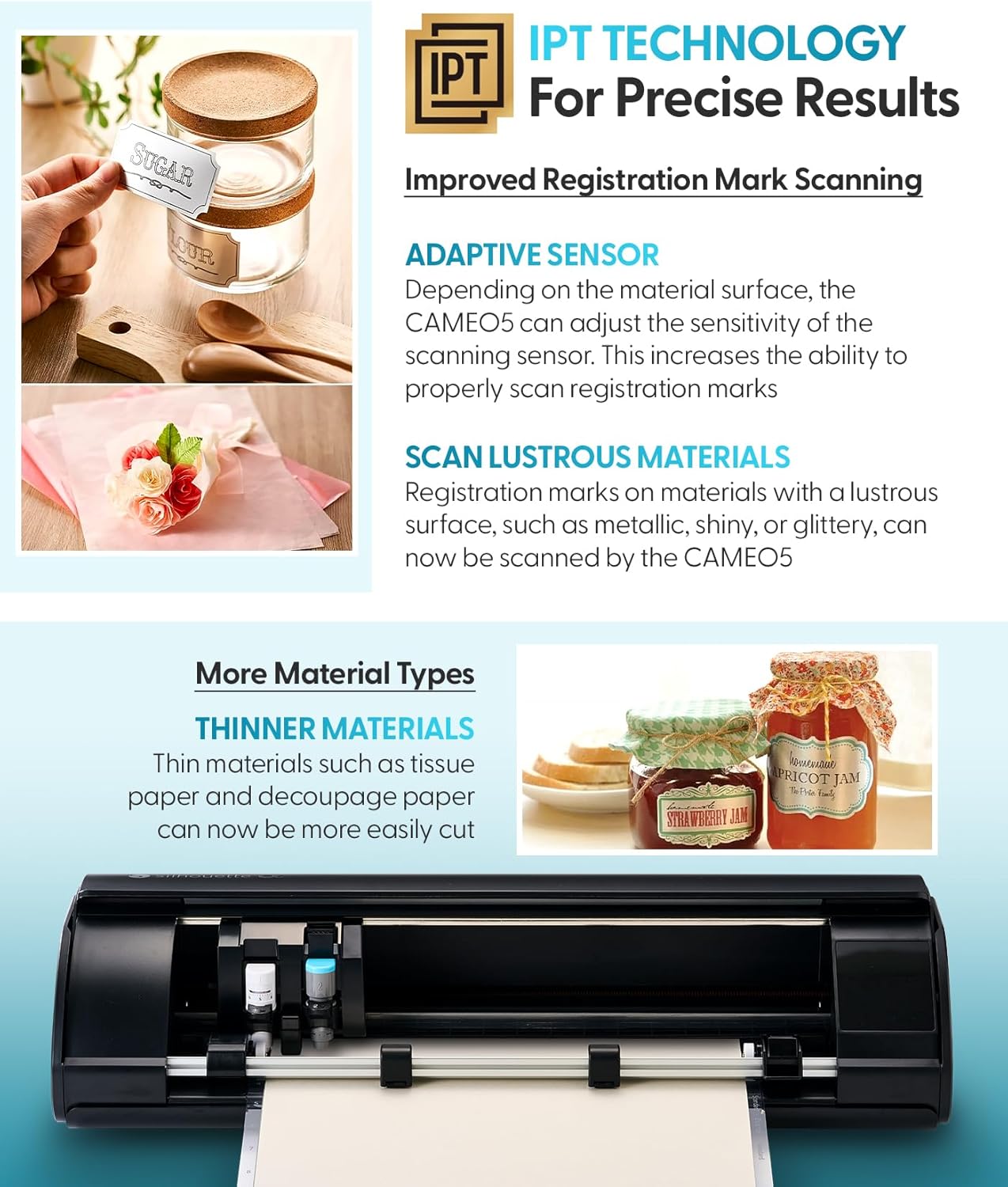 Silhouette CAMEO 5α (Alpha) 12" Smart Cutting Machine for Print & Cut - Quiet Operation with AutoBlade, Studio Software, Cutting Mat, Vinyl, Paper & Fabric Compatible