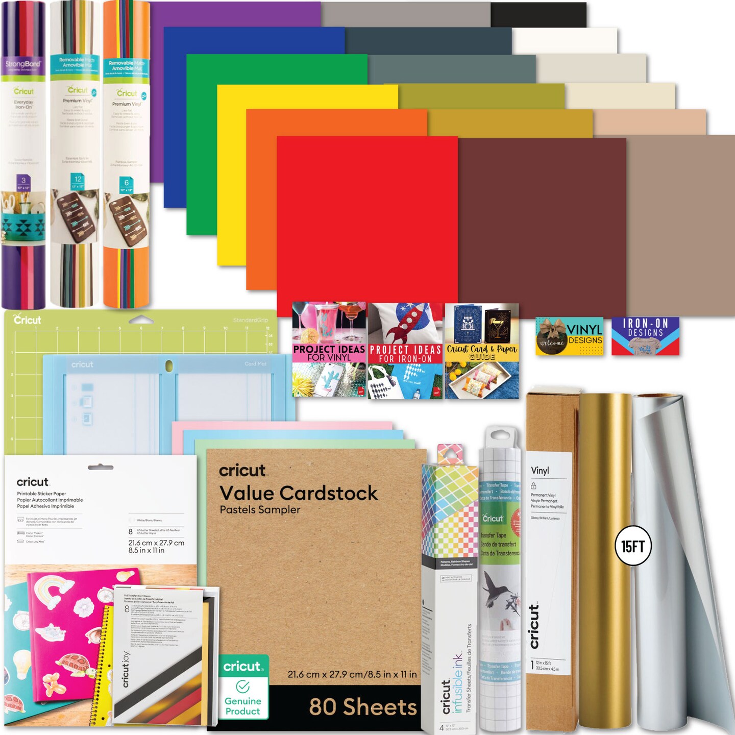 Cricut Ultimate Materials, Vinyl Rolls and Accessories Bundle for Cricut Explore Air & Maker, 150+ Piece