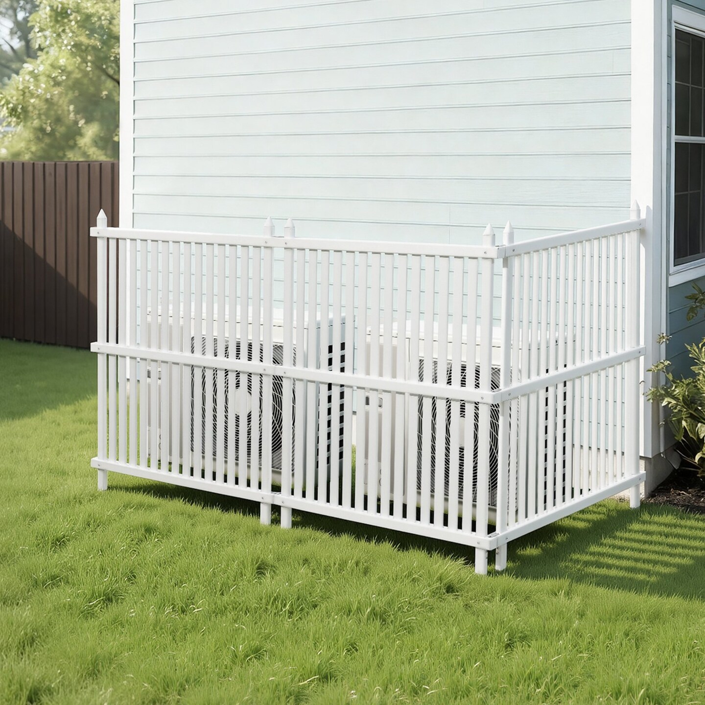 White 3-Panel Outdoor Privacy Screen 36x45 in Vinyl AC and Equipment Fence