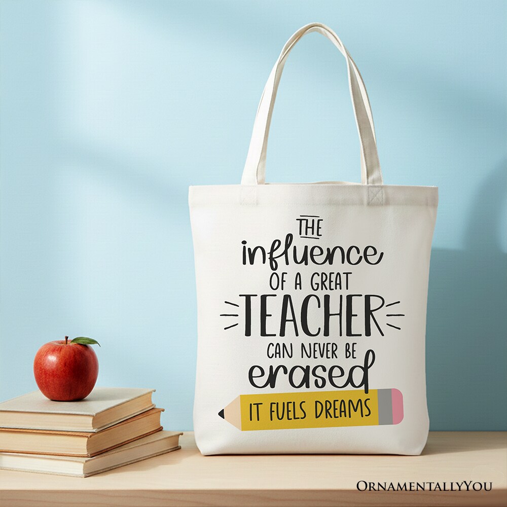The Influence of a Great Teacher Canvas Tote Bag, Appreciation Gift Bag for Educators and Teacher