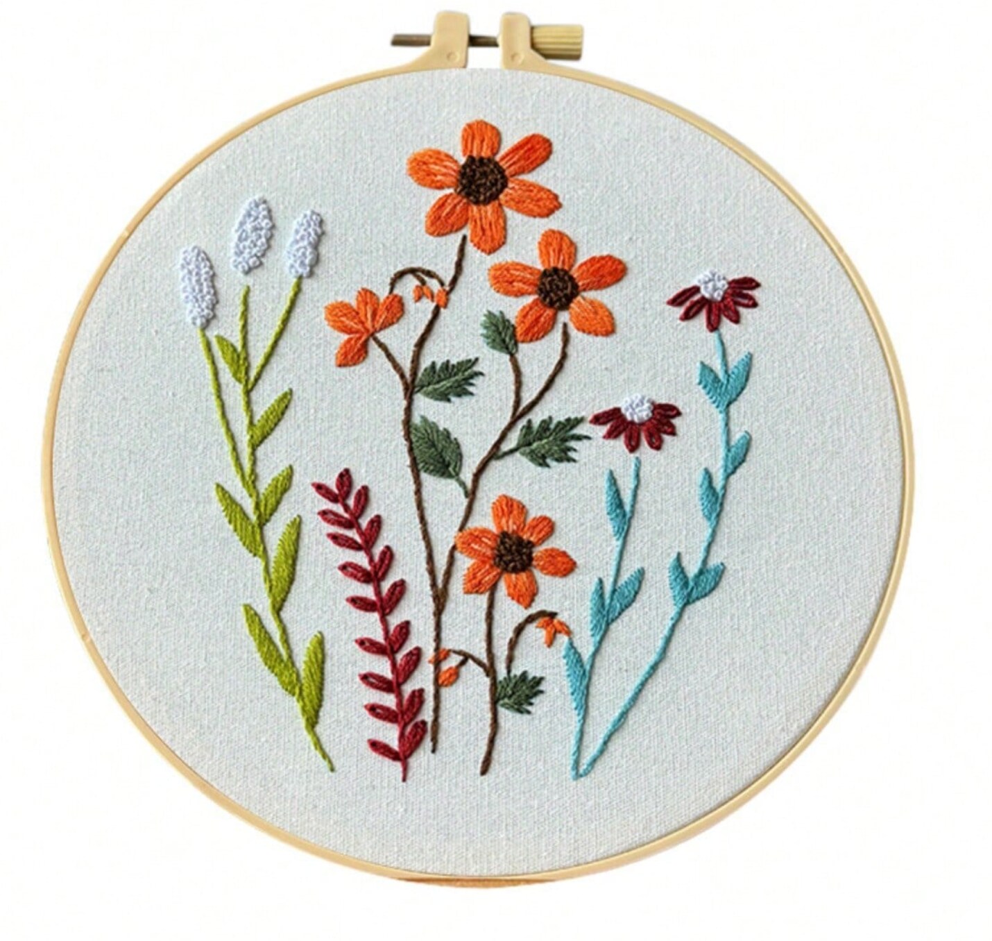 3-Pack Beginner Embroidery Kit – Threads, Bamboo Hoops & Floral Patterns for DIY Needlepoint Crafts
