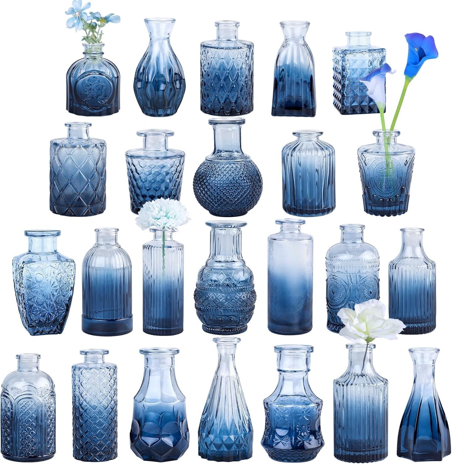 24PCS Glass Bud Vases Set Small Flower Vases for Centerpieces