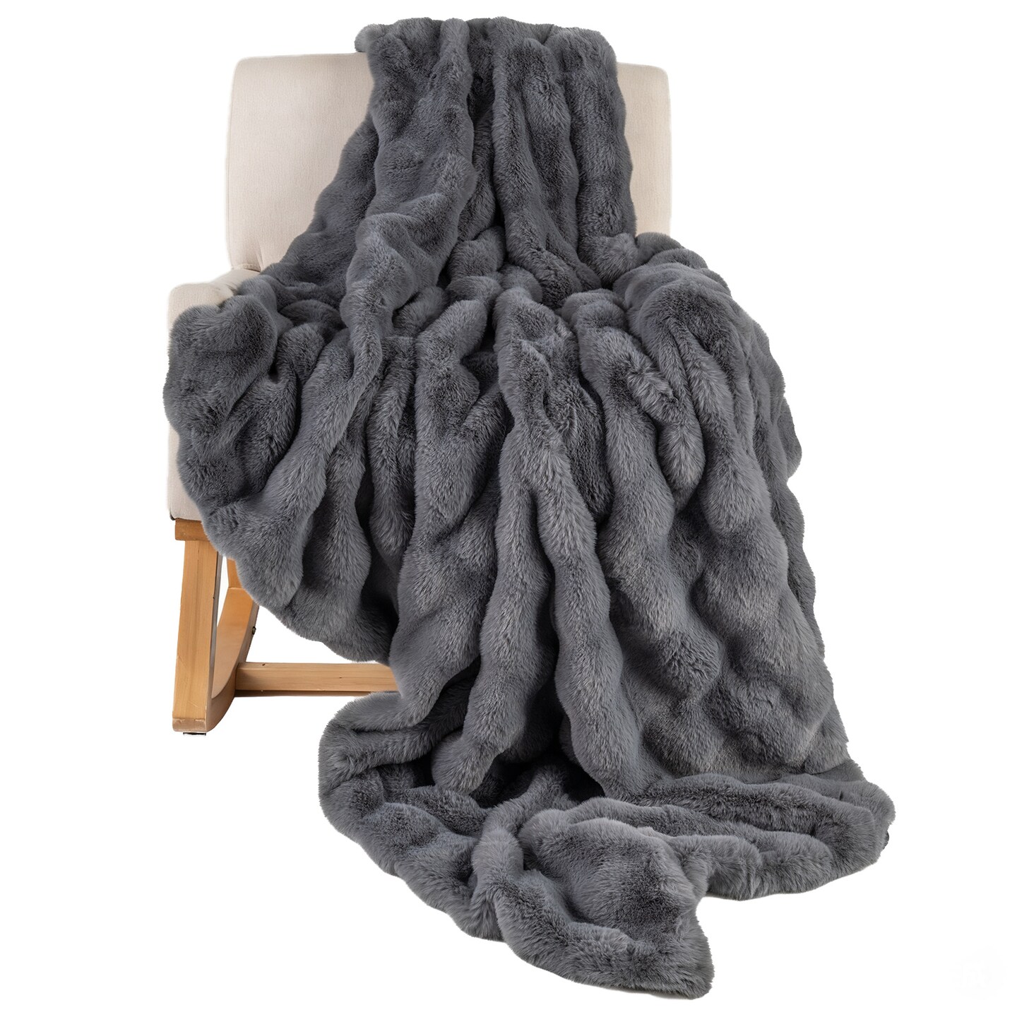 Luxury Faux Wolf Fur Blanket 740GSM Soft Plush Throw for Sofa