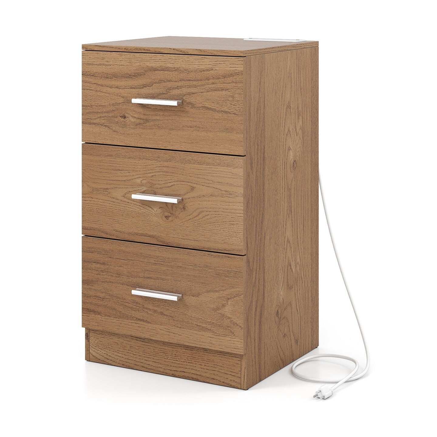 Bedside Table with Charging Station 3 Drawer Storage USB Type C Ports