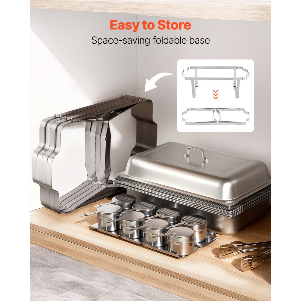 Stainless Steel Rectangle Chafing Dish 9 Qt Food Warmer Set of 4