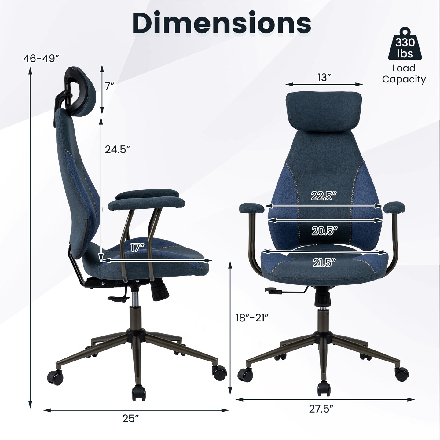 Ergonomic Office Chair Computer Desk Chair with 2D Headrest and Rocking Backrest-Brown