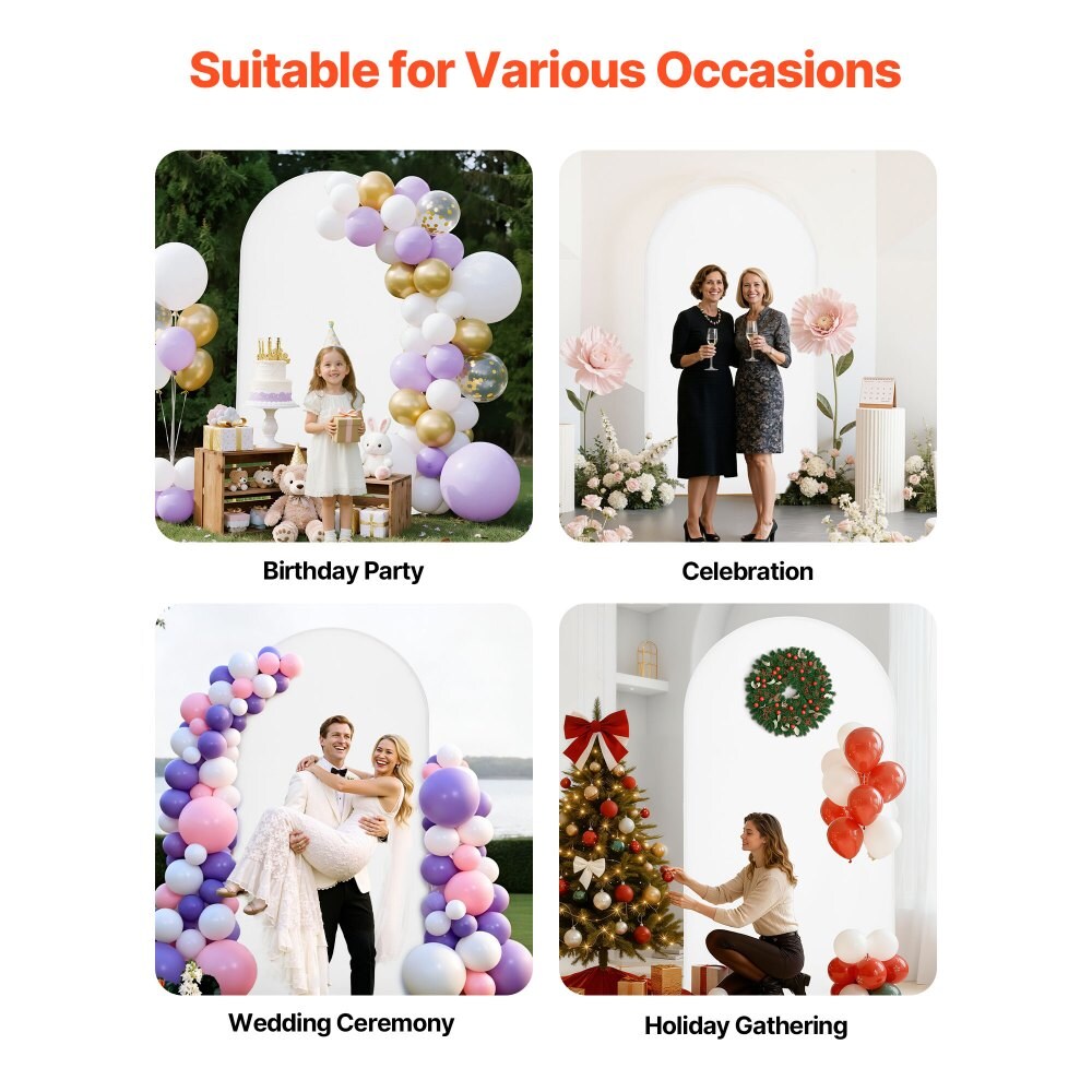 Gold 7.2x4 ft Metal Arch Backdrop Stand with Cover for Weddings and Parties