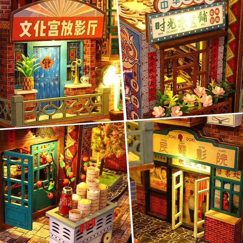 Time Imprint Dollhouse Kit - Miniature Wizardi Roombox Kit with LED Light F07M51-74-ES010-A